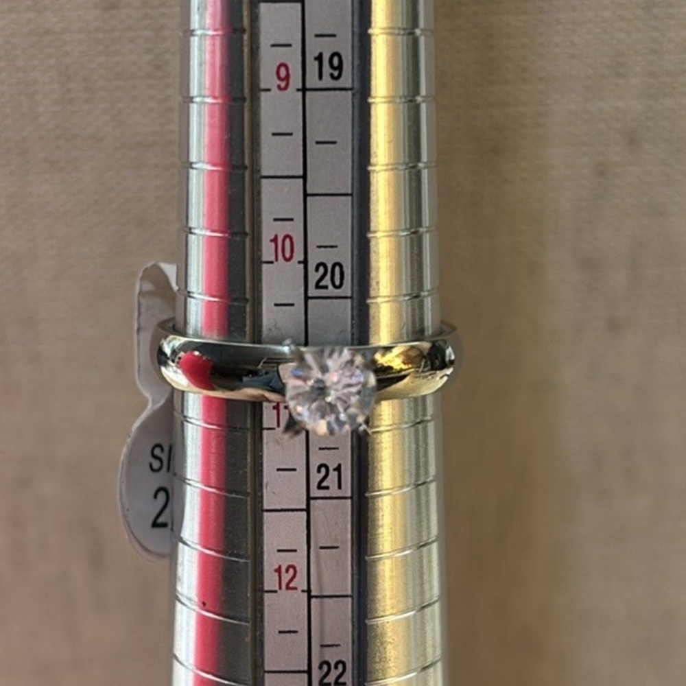 CZ solitaire ring in stainless steel